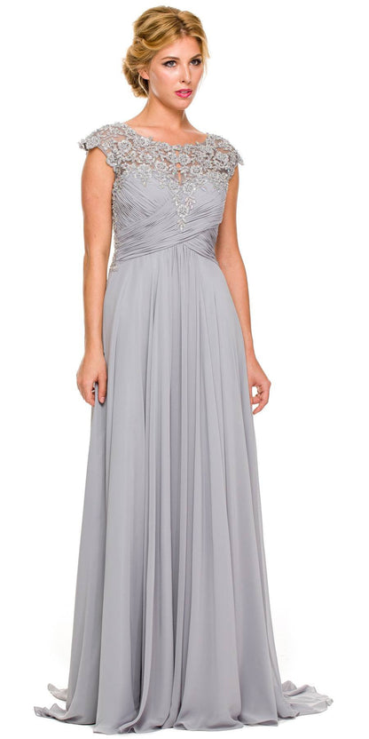 Juliet 585 A-Line Gown Cap Sleeve Empire Waist Full Length