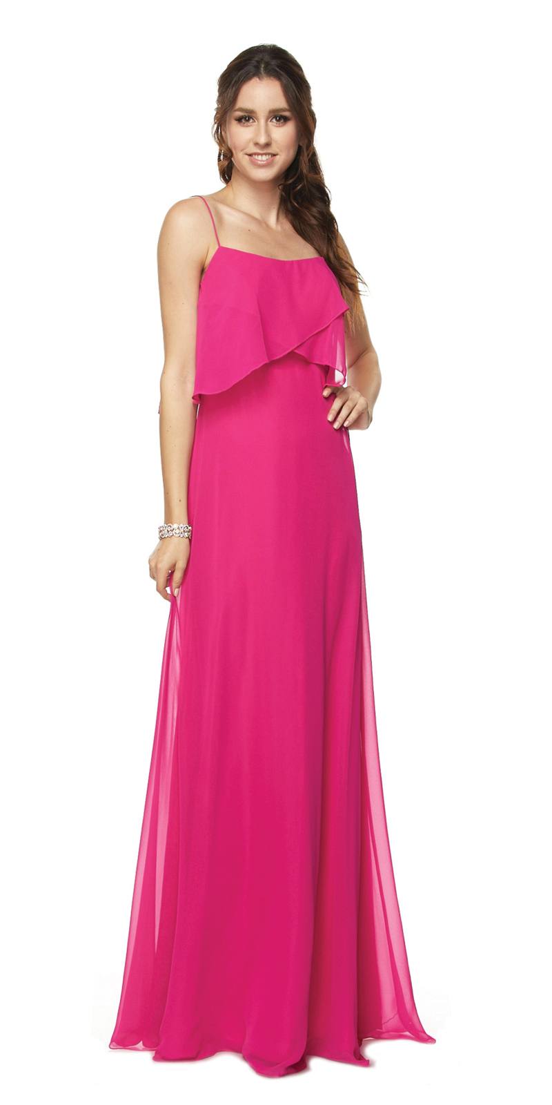 Juliet 591 Long Bridesmaid Dress Ruffled Bodice
