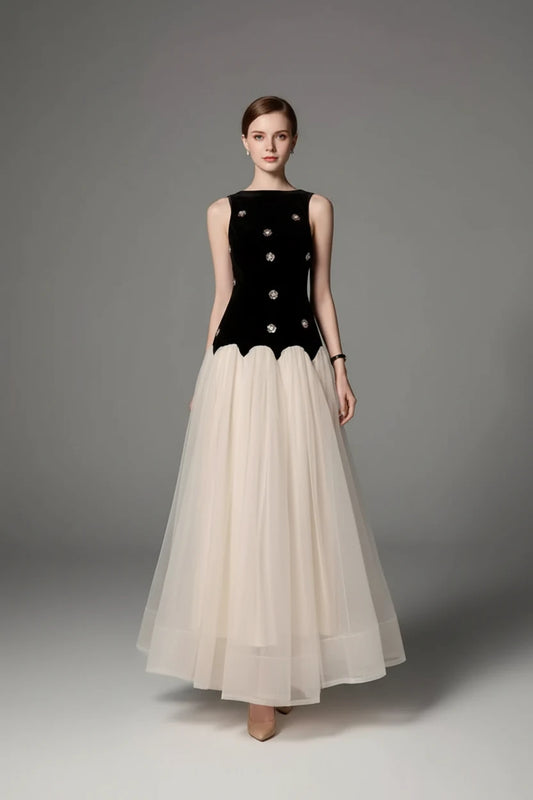 Sleeveless Tulle Maxi Dress