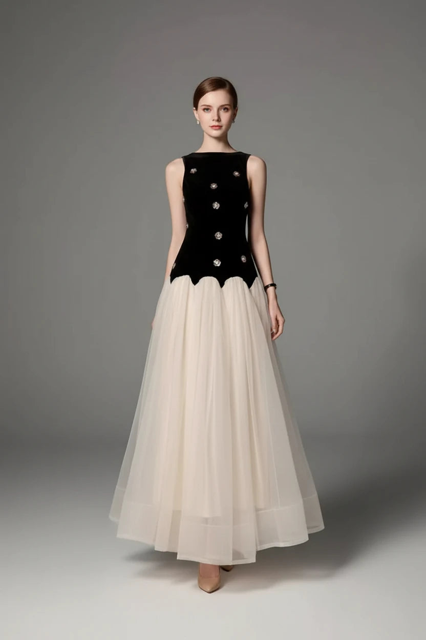 Sleeveless Tulle Maxi Dress