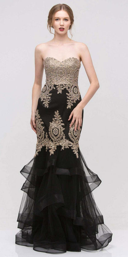 CLEARANCE - Eureka 6009 Strapless Embroidered Gown Layered Skirt (Size XL)