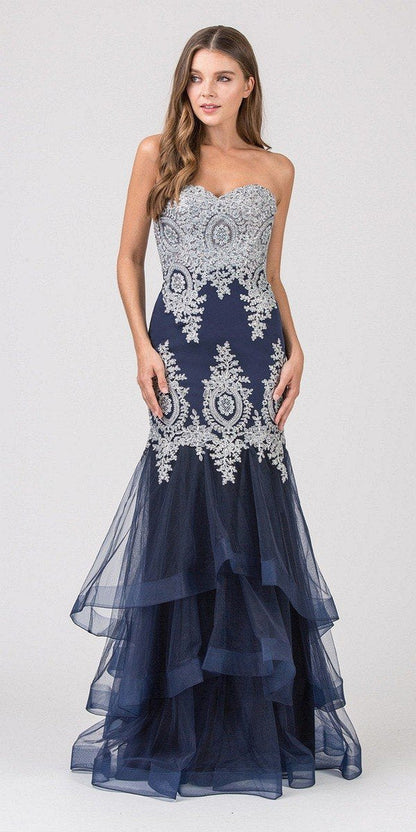 CLEARANCE - Eureka 6009 Strapless Embroidered Gown Layered Skirt (Size XL)