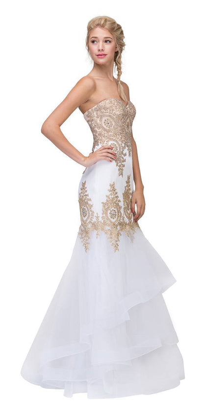 CLEARANCE - Eureka 6009 Strapless Embroidered Gown Layered Skirt (Size XL)