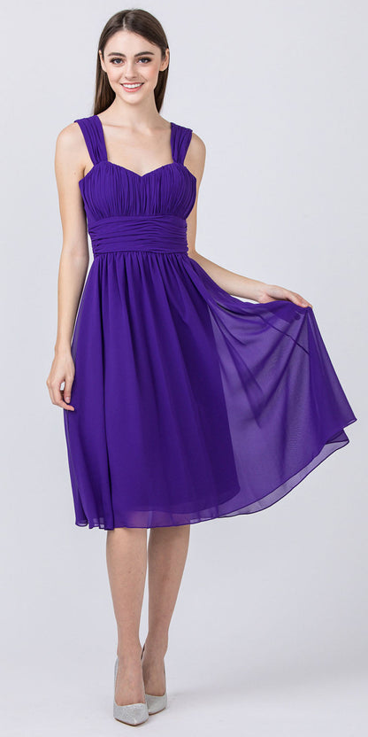 CLEARANCE - Lilac Short Wedding-Guest Dress Ruched-Bodice (Size Medium)