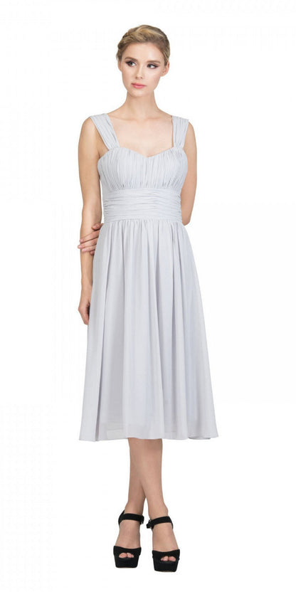 CLEARANCE - Lilac Short Wedding-Guest Dress Ruched-Bodice (Size Medium)