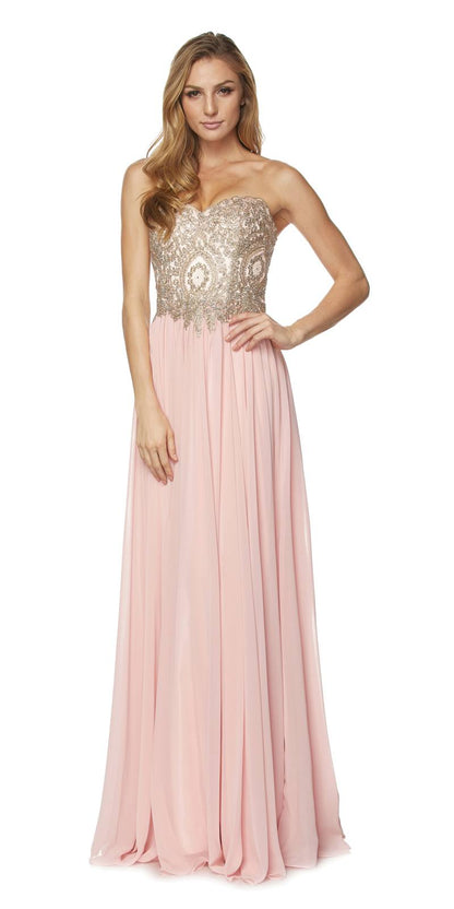 Juliet 608 Embroidered Bodice Long Formal Dress Lace Up Back