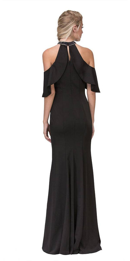 CLEARANCE - Eureka 6110 Cold Shoulder High Neckline Mermaid Gown (Size XS)