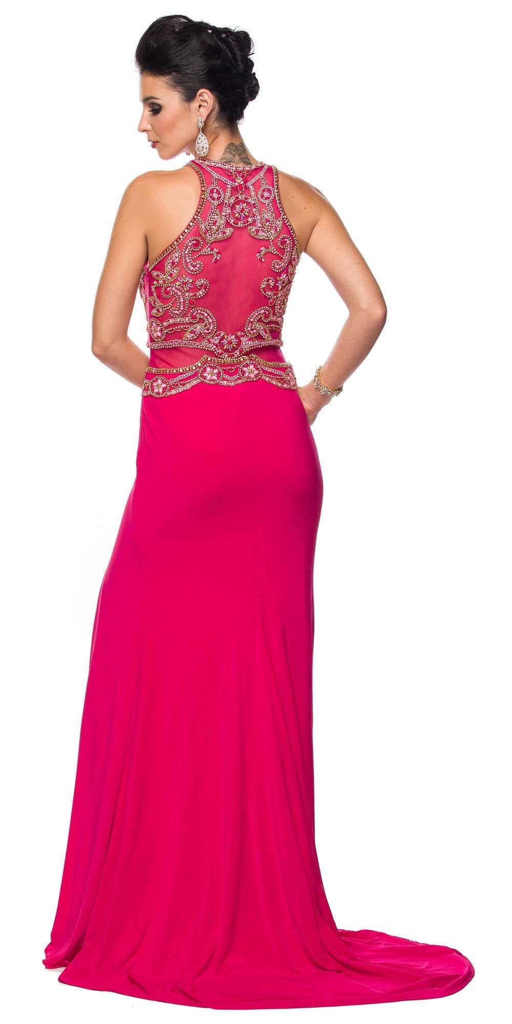 Vestido de noche Juliet 617 con corpiño adornado y cintura transparente