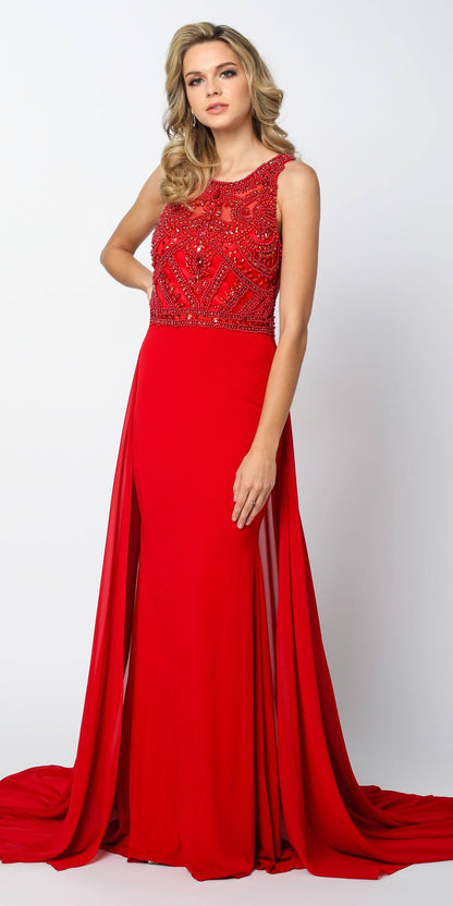 Juliet 628 Embellished Bodice Fit and Flare Prom Gown with Train