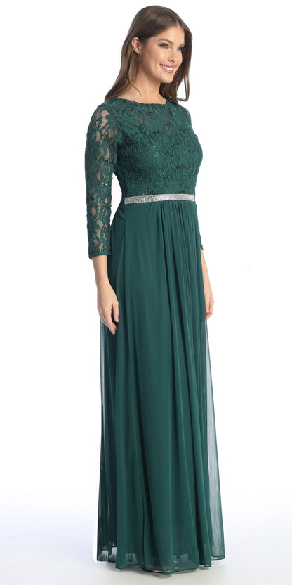 CLEARANCE - Celavie 6305L Three-Quarter Length Lace Sleeve Dress A-line (Size M)