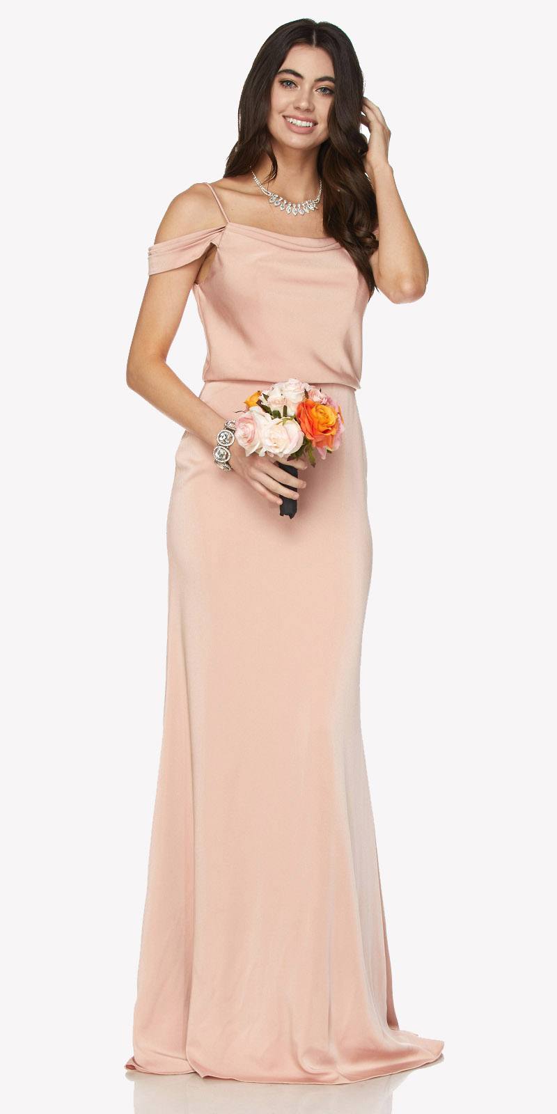 Juliet 641 Vestido largo con hombros descubiertos y tirantes finos