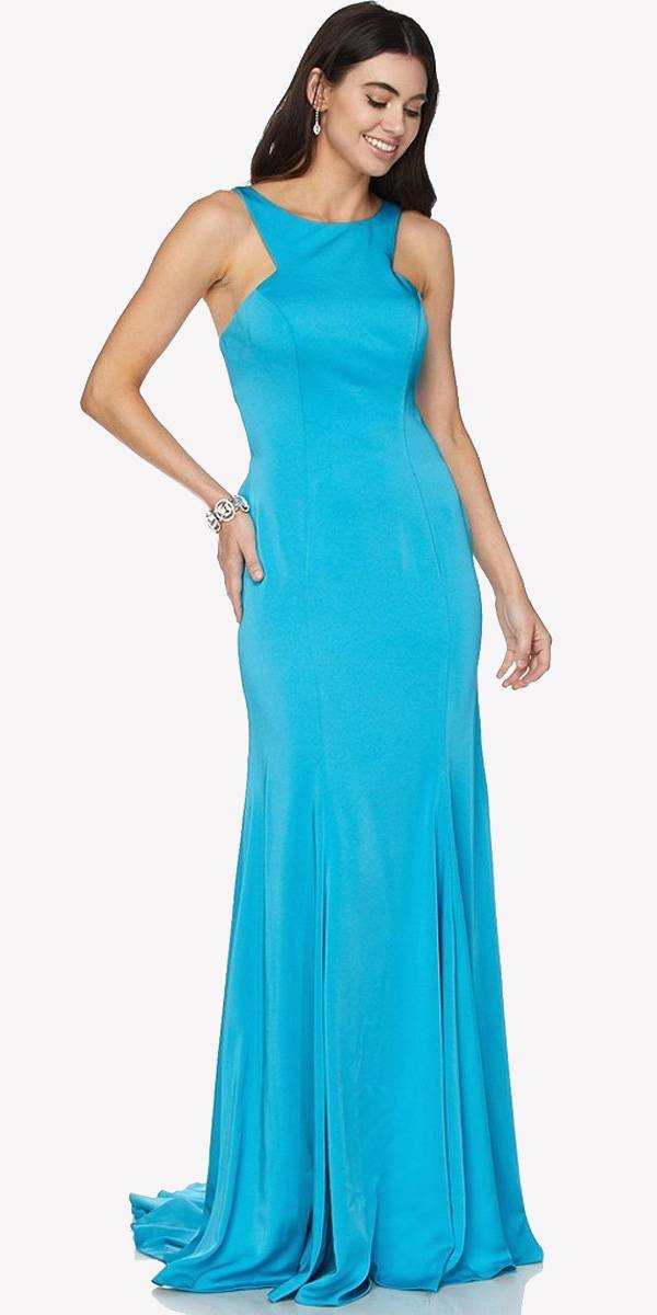 Vestido de Noche Ajustado y con Vuelo Juliet 645 con Espalda Recortada y Volantes