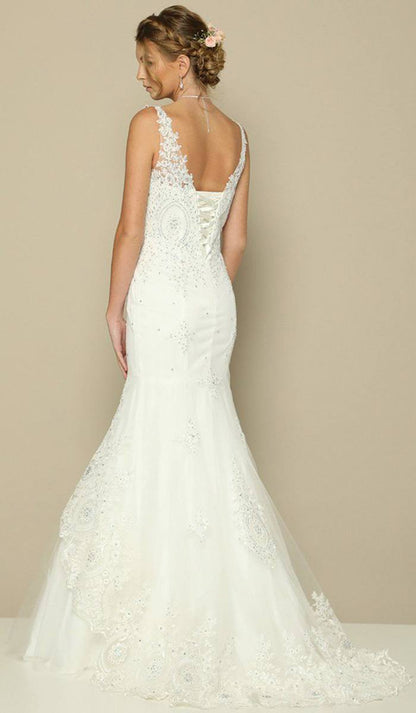 Juliet 654 Mermaid Gown Lace Up Back Embroidered