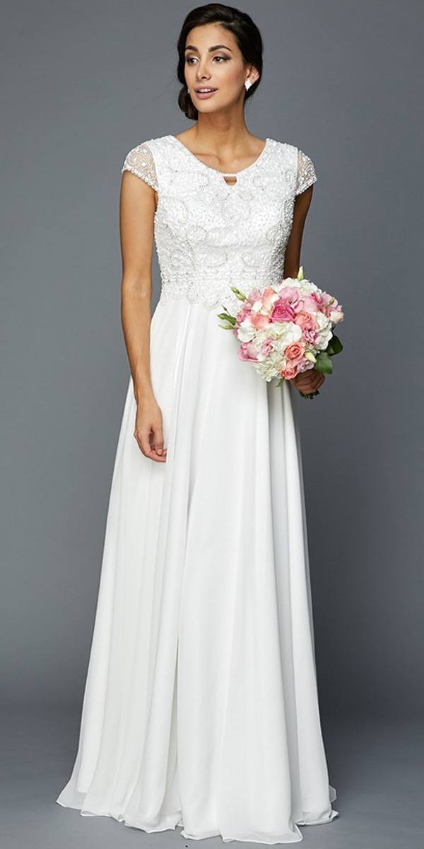 Vestido Largo Acampanado con Escote Corazón sin Mangas con Cuentas Juliet 657