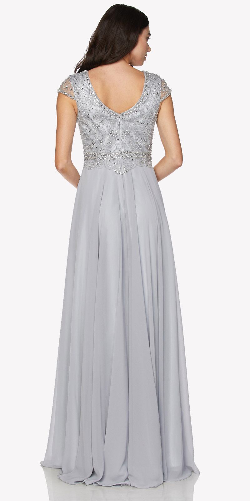 Vestido Largo Acampanado con Escote Corazón sin Mangas con Cuentas Juliet 657