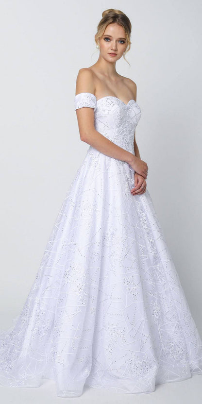 Juliet 692 Long Embroidered Lace Ball Gown Dress With Arm Band