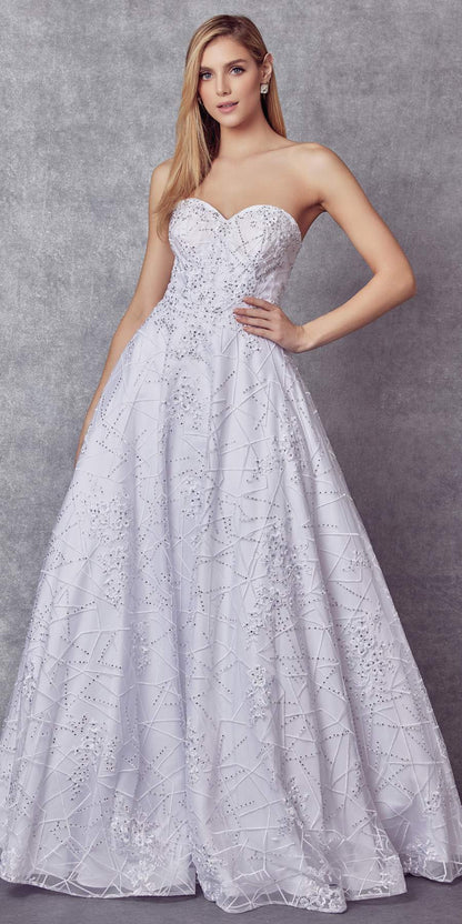Juliet 692 Long Embroidered Lace Ball Gown Dress With Arm Band