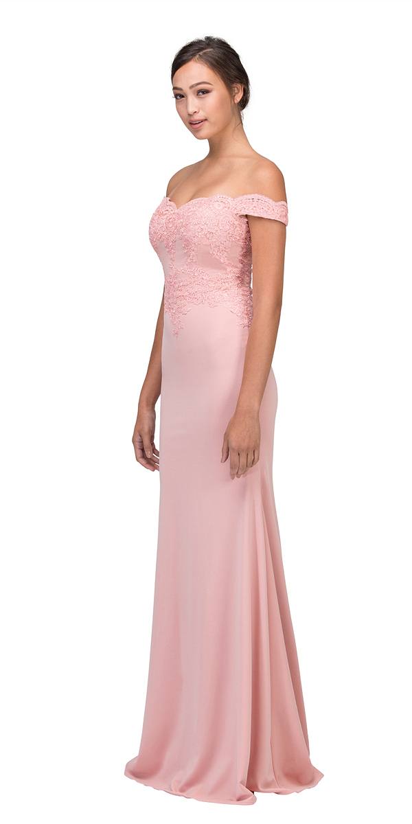 CLEARANCE - Eureka 7100 Lace Appliqued Bodice Long Dress Off-Shoulder (Size 2XL)