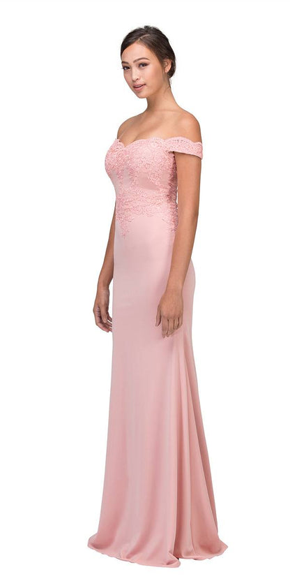 CLEARANCE - Eureka 7100 Lace Appliqued Bodice Long Dress Off-Shoulder (Size 2XL)