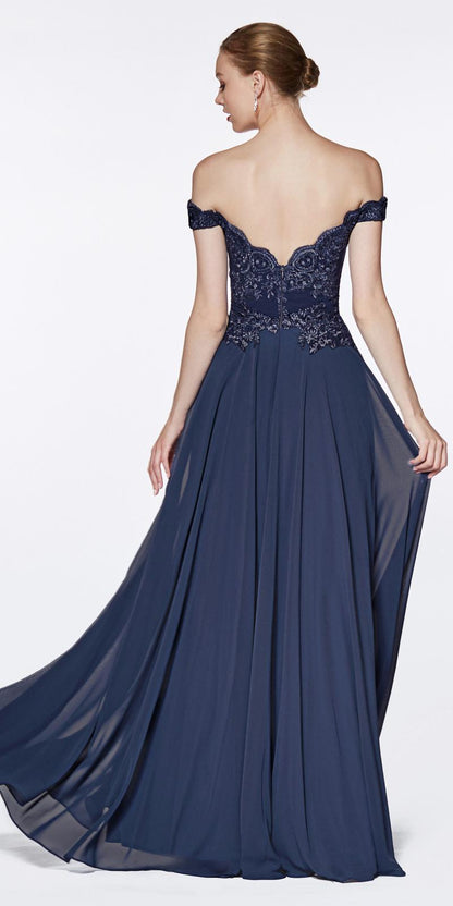 Cinderella Divine 7258 Off The Shoulder Long Gown