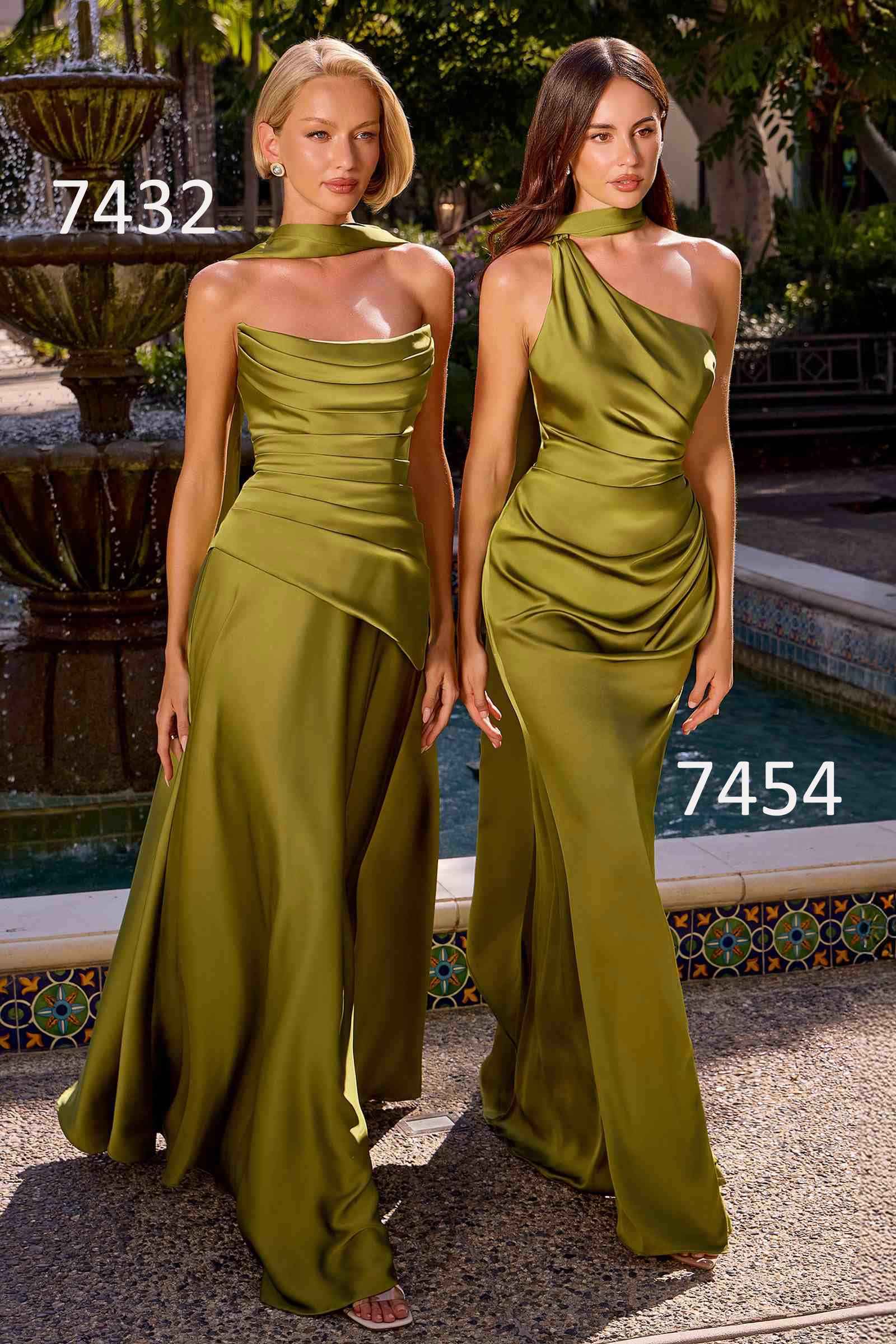 Vestido Ladivine 7454 de raso lujoso ajustado con un solo hombro
