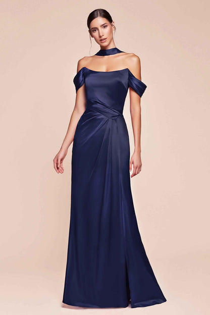 CLEARANCE - Ladivine 7452 Dress Off the Shoulder Sage Green Satin Gown (Size 10)