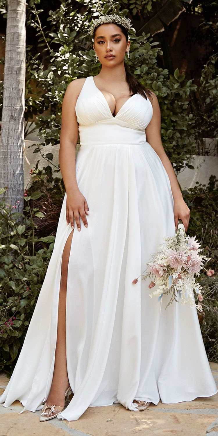 Cinderella Divine 7469WW Long Formal A-Line Satin Dress