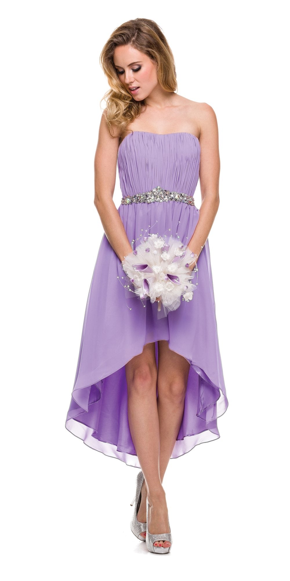 Vestido asimétrico sin tirantes con corpiño fruncido Juliet 747