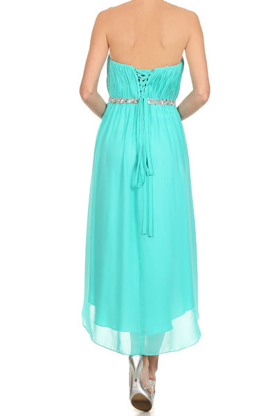 Vestido asimétrico sin tirantes con corpiño fruncido Juliet 747