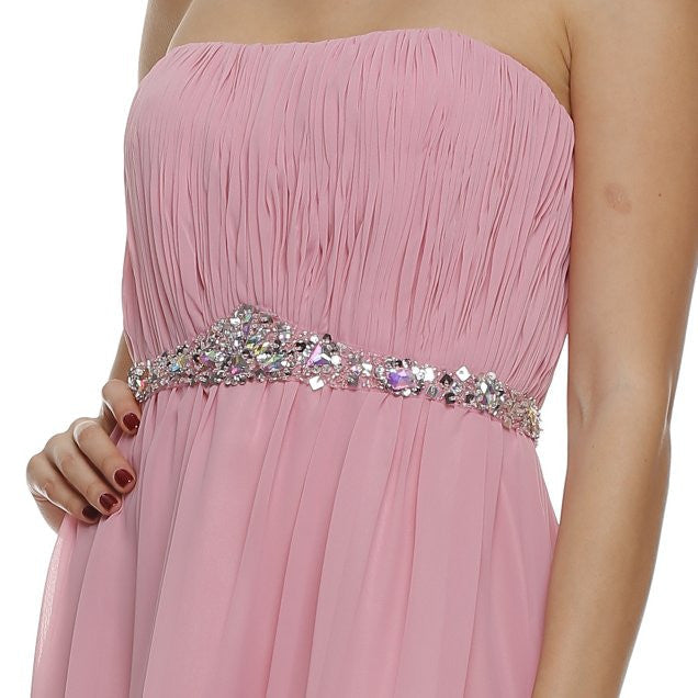 Vestido asimétrico sin tirantes con corpiño fruncido Juliet 747