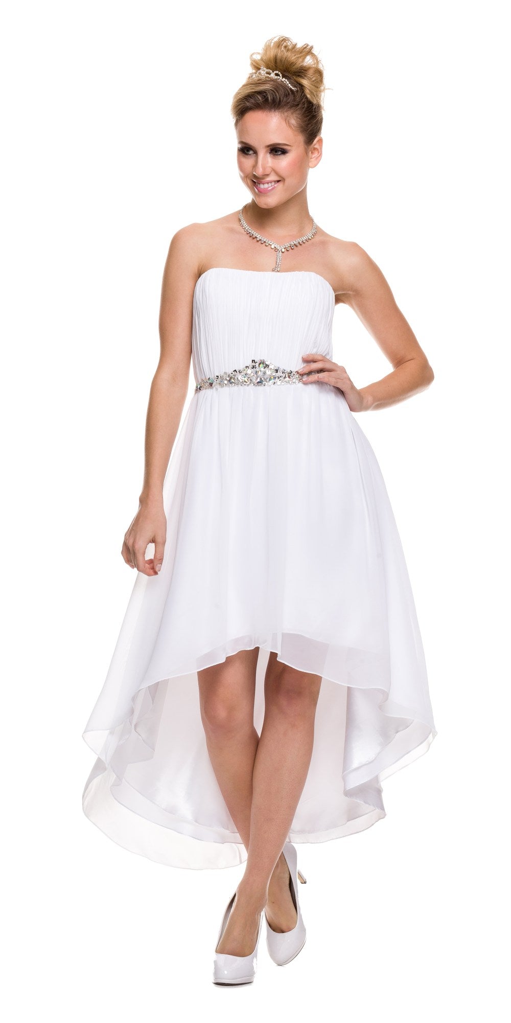 Vestido asimétrico sin tirantes con corpiño fruncido Juliet 747