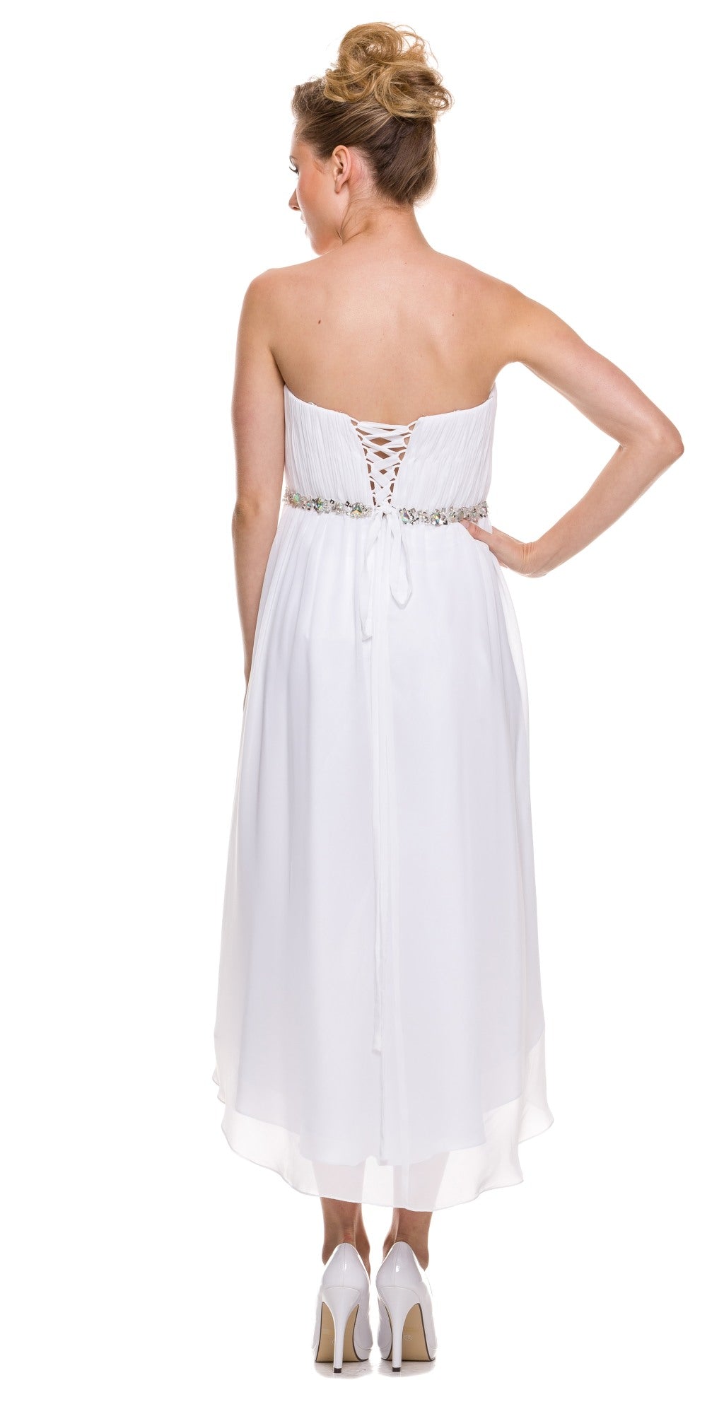 Vestido asimétrico sin tirantes con corpiño fruncido Juliet 747