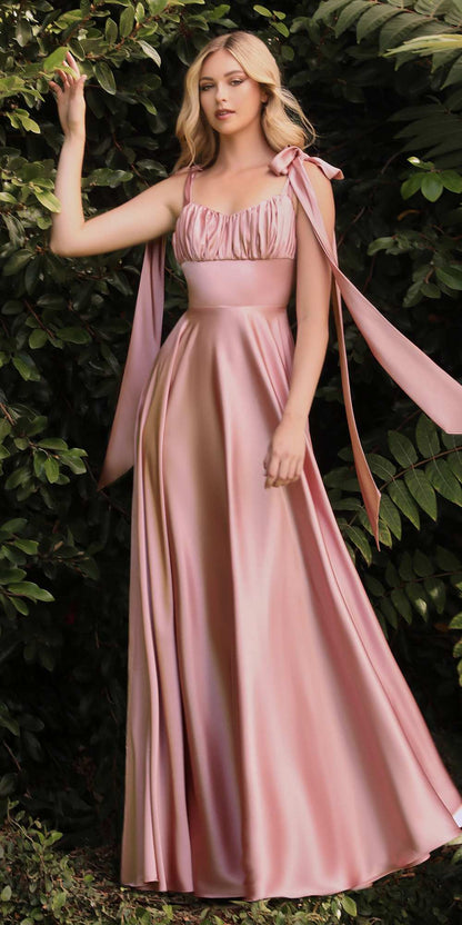 Cinderella Divine 7490 Long Soft Satin A-Line Dress