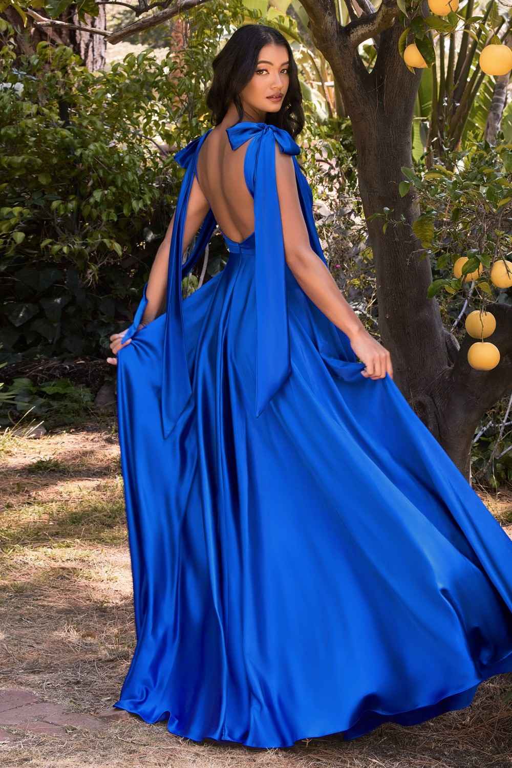 Cinderella Divine 7490 Long Soft Satin A-Line Dress
