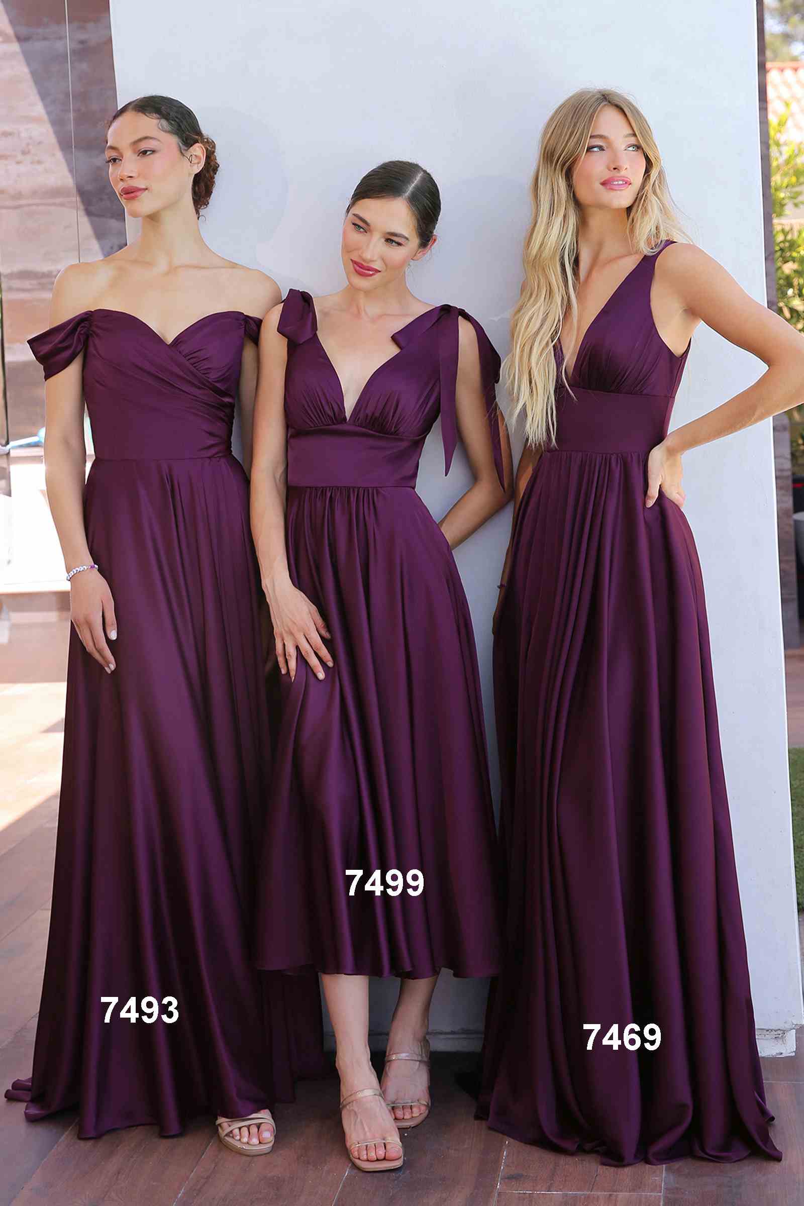 Ladivine 7499 Dress Tea Length Satin A-Line Dress
