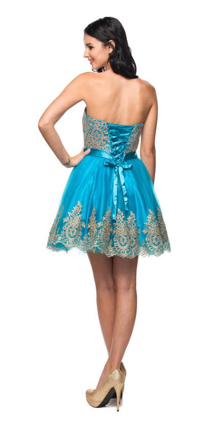 Juliet 759 Short Sweetheart Neckline Strapless Dress with Bow