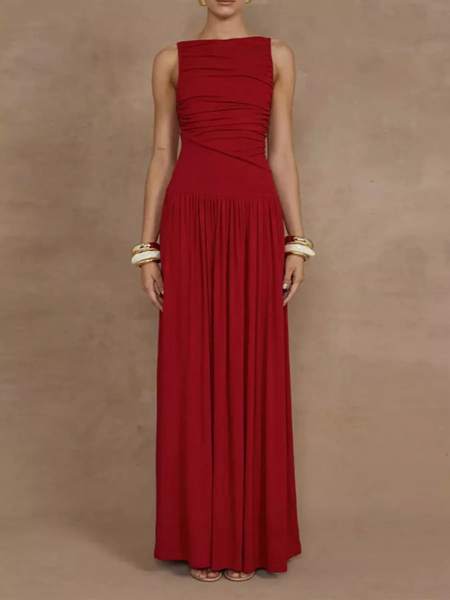 Ruched Sleeveless Maxi Dress