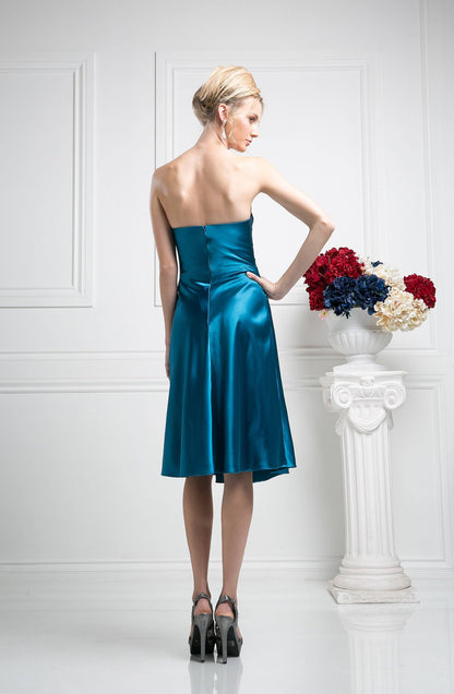 CLEARANCE - Cinderella Divine 7703 Strapless Satin Knee Length Dress (Size 3XL)