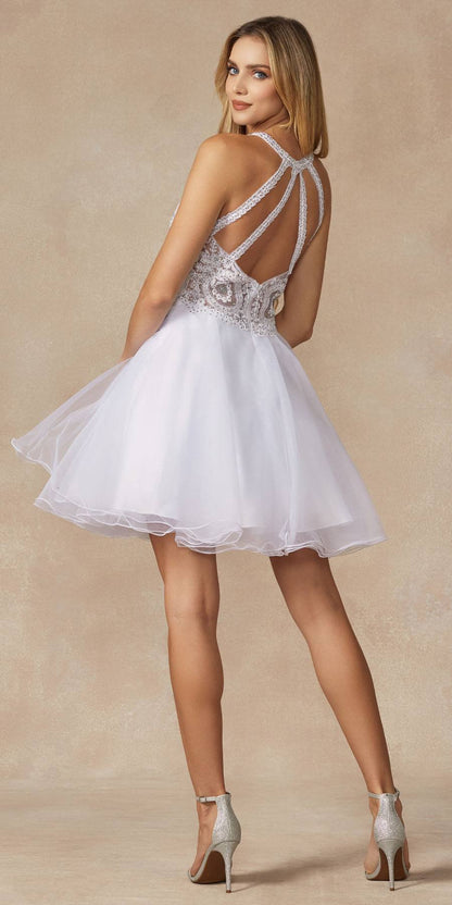 Juliet 826 Fit-and-Flare Halter Neck Short Party Dress