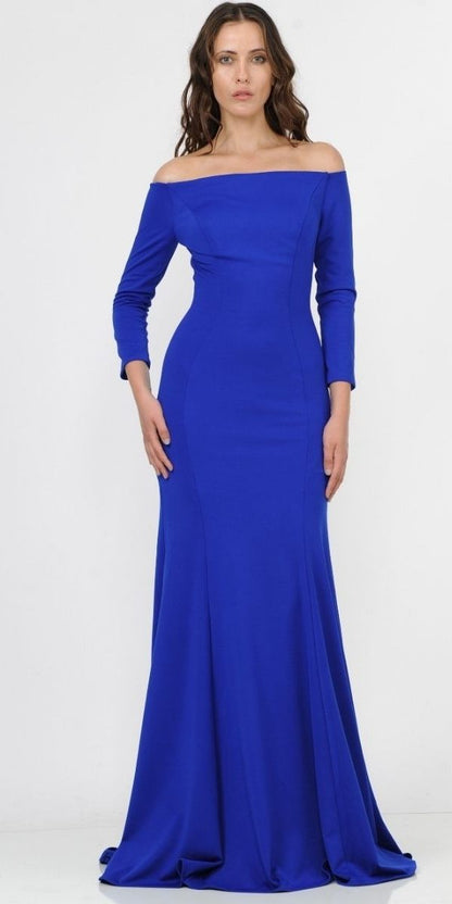 CLEARANCE - Poly USA | Ed Young 8378 Off-Shoulder Long Dress with Long Sleeves (Size M)
