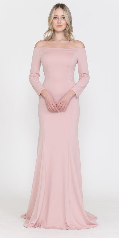 CLEARANCE - Poly USA | Ed Young 8378 Off-Shoulder Long Dress with Long Sleeves (Size M)