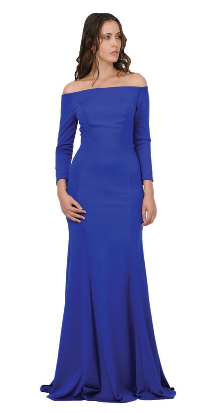 CLEARANCE - Poly USA | Ed Young 8378 Off-Shoulder Long Dress with Long Sleeves (Size M)