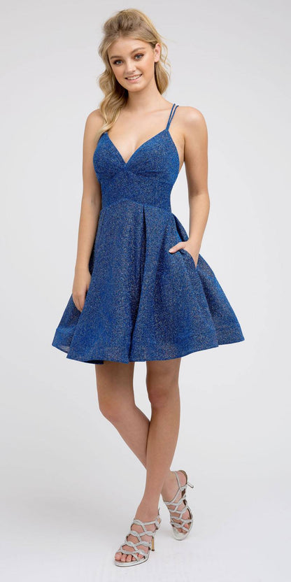 CLEARANCE - Juliet 850 Short V-Neck A-Line Dress with Pockets (Size Small)