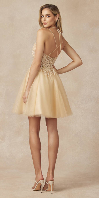 Juliet 864 Leaf Lace Embroidered Bodice Glitter Tulle Dress