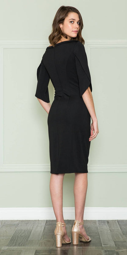 CLEARANCE - Poly USA | Ed Young 8772 Knee Length Heavy Jersey Boat Neck Dress (Size L)