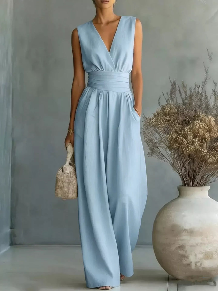 Full Size Sleeveless Wide Leg Jumpsuit Plus Size