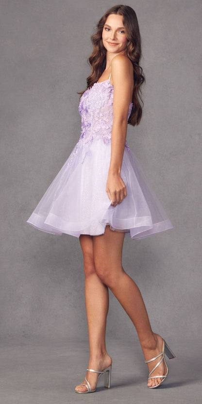 Juliet 902 Short A-Line 3D Butterfly Applique Layered Tulle Gown