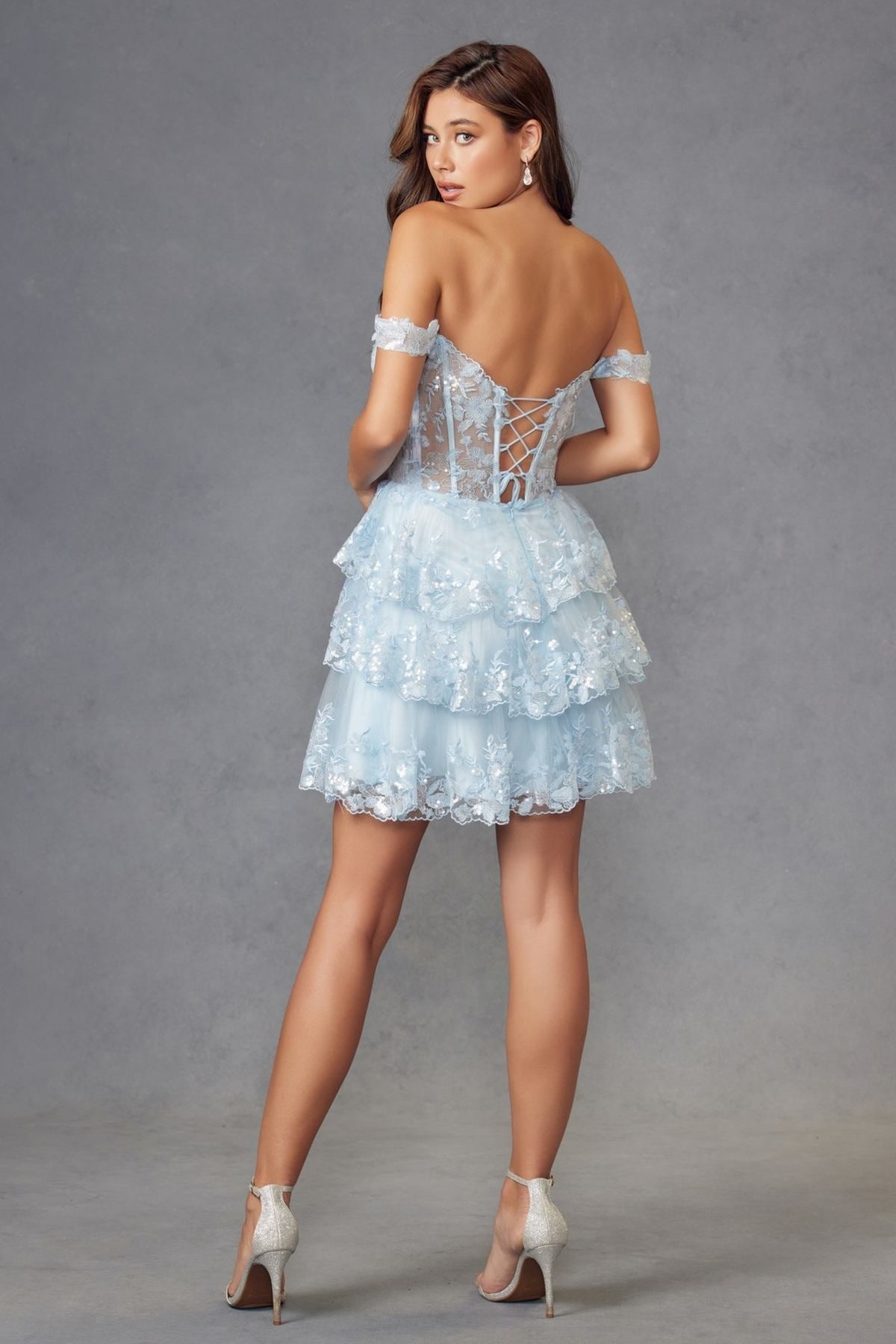 Juliet JT920K Dress Short Tulle Sequin A-Line Cocktail Dress