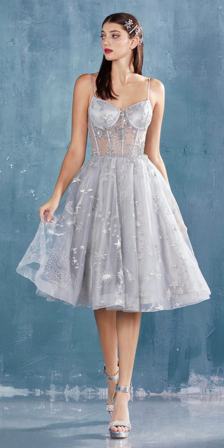 Andrea & Leo A0823 Illusion Bodice Short Prom Dress with Corset Back
