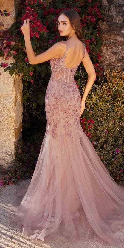 Andrea & Leo A1231 Long Fitted Lace and Tulle Mermaid Gown